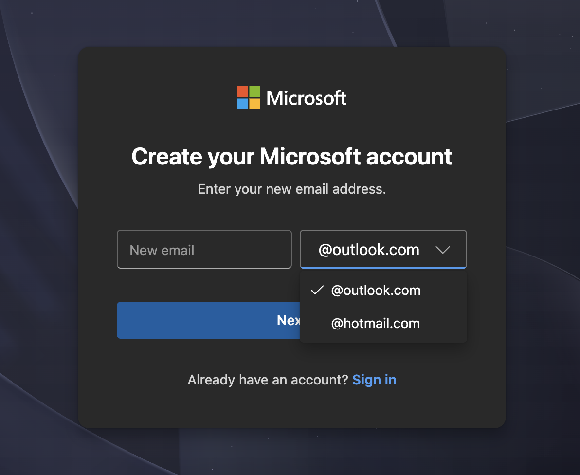 hotmail signup